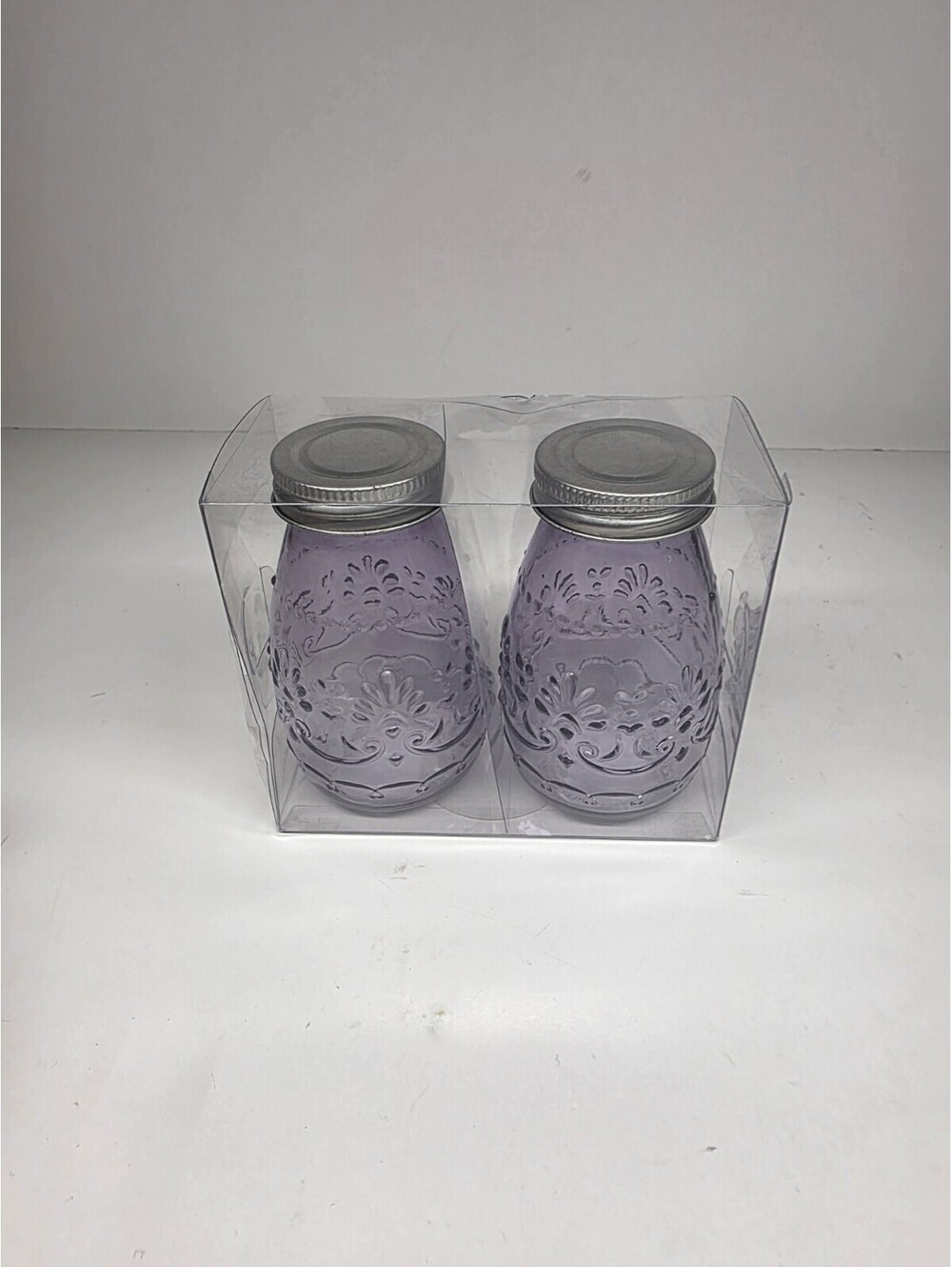 Old East Company Purple Clear Glass Modern Cottage Style Hobnail Shaker Set